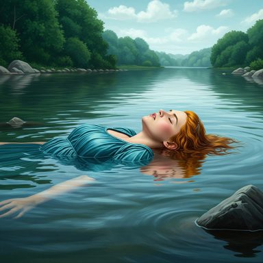 Poignant scene of a drowned Ophelia